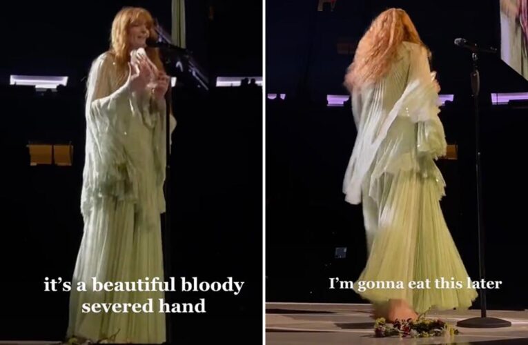 Florence Welch receives fake bloody severed hand from fan