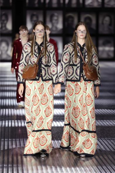 Models walk the runway of the Gucci Twinsburg Show during Milan Fashion Week Spring/Summer 2023 on September 23, 2022, in Milan, Italy.