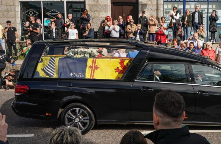 Embarrassing ad removed from queen’s hearse: ‘Sad days’