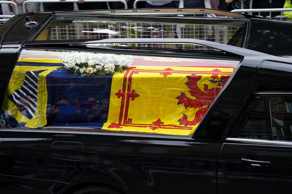 The sticker had disappeared by the time the hearse reached Edinburgh six hours later.