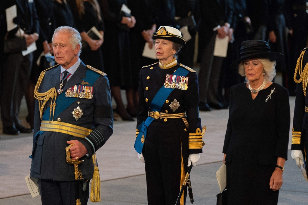 King Charles III, Princess Anne (center) and Queen Consort Camilla all hold HRH titles.