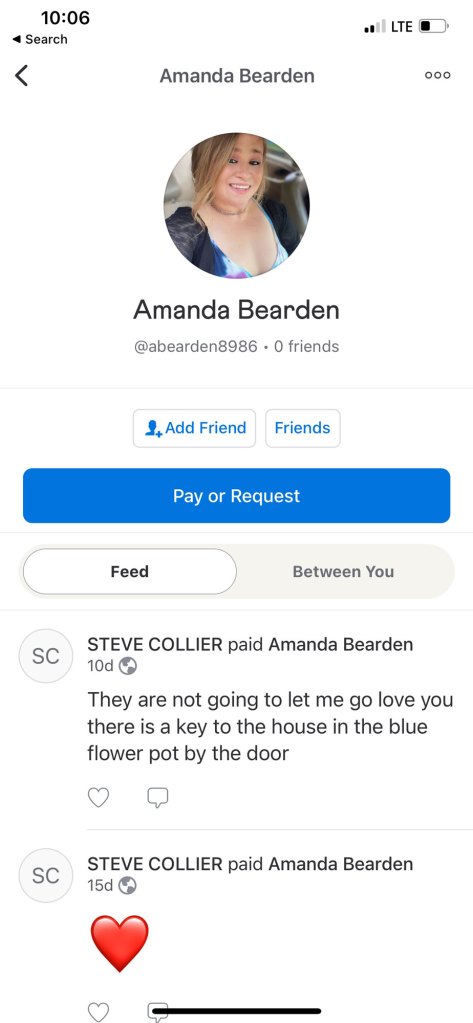 A screenshot of the message Debbie Collier sent to her daughter