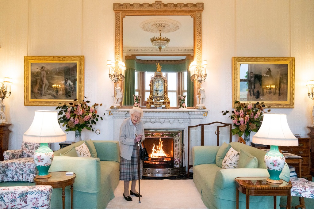 Queen Elizabeth II waits in the Balmoral Castle drawing room before receiving newly elected leader of the Conservative party Liz Truss on September 6.