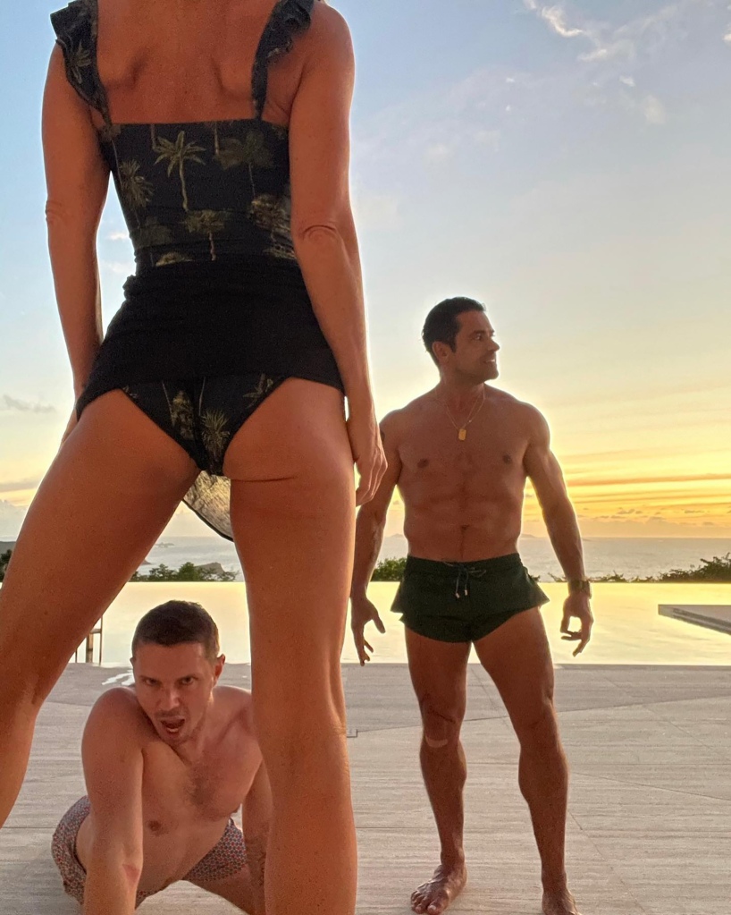 Last year, Ripa hit headlines after sharing a sultry shot of her booty on Instagram, with her husband sheen shirtless in the background (at right). 