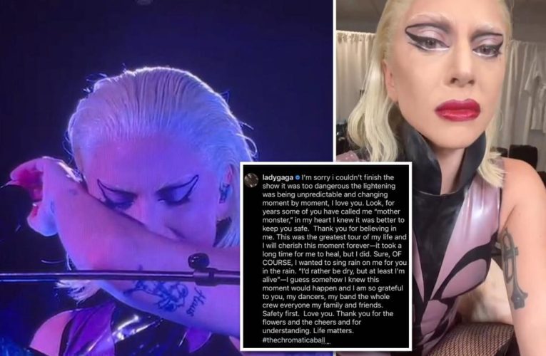 Lady Gaga cries after Miami show abruptly rained out