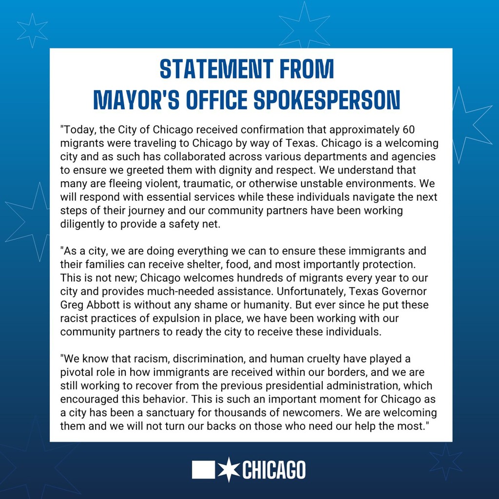 Statement from Mayor Lori Lightfoot's office.