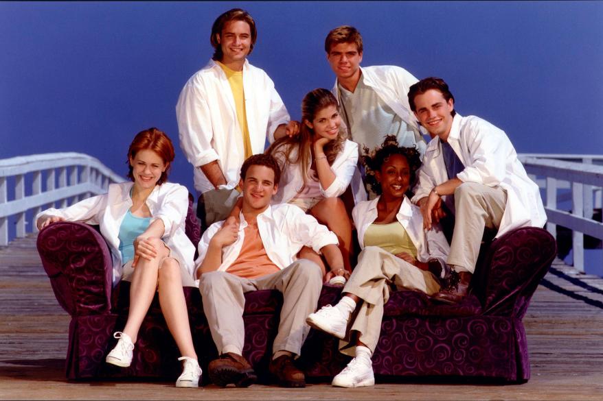 Ward, far left, says that although she's been treated better in porn than in the TV industry, she still loves her former "Boy Meets World" co-stars.