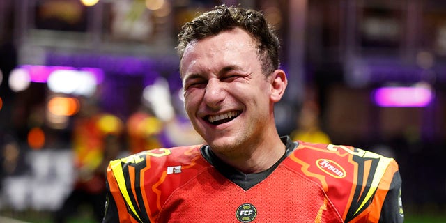 Johnny Manziel #2 of the Zappers reacts against the Shoulda Been Stars during Fan Controlled Football Season v2.0 - Week Five on May 14, 2022 in Atlanta, Georgia.