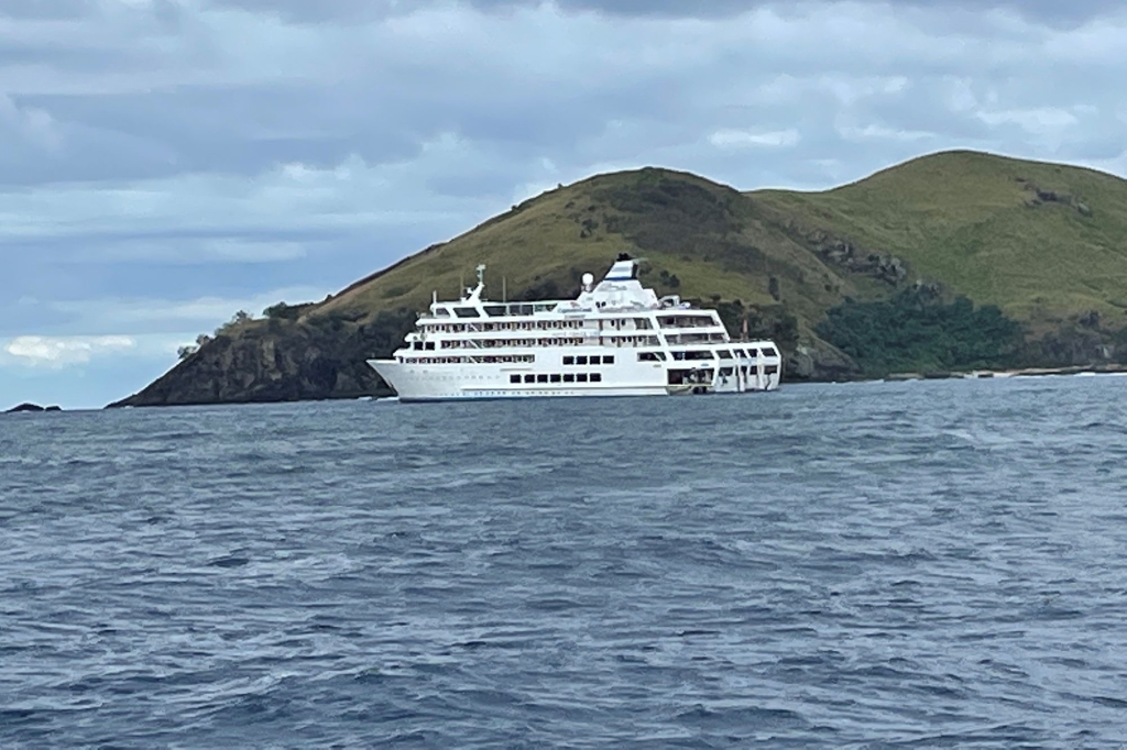 Justine and her sons were safely brought back to a ship owned by Captain Cook Cruises.