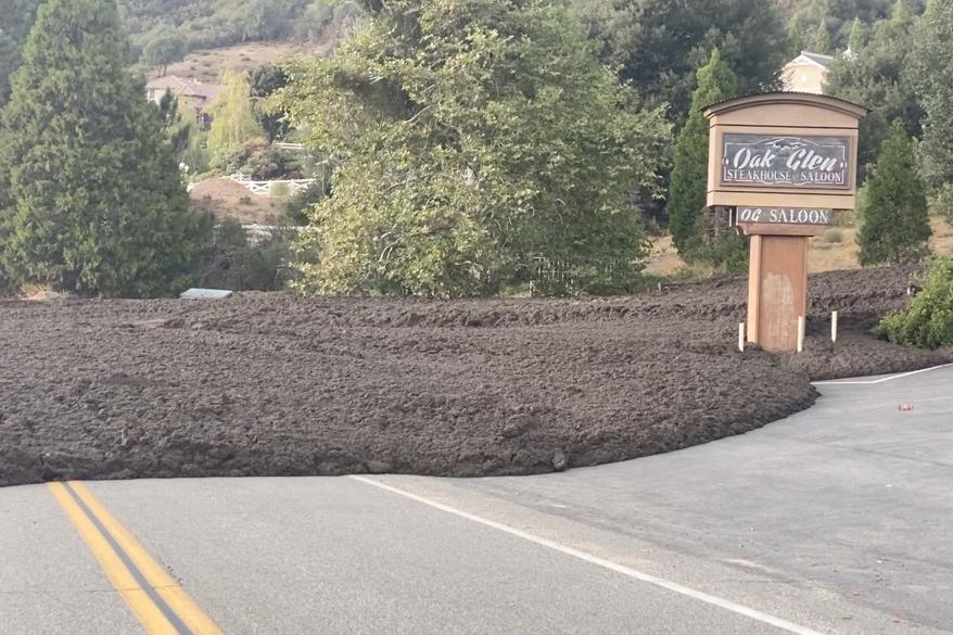 A picture of a mudflow after heavy rain fell throughout Southern California.