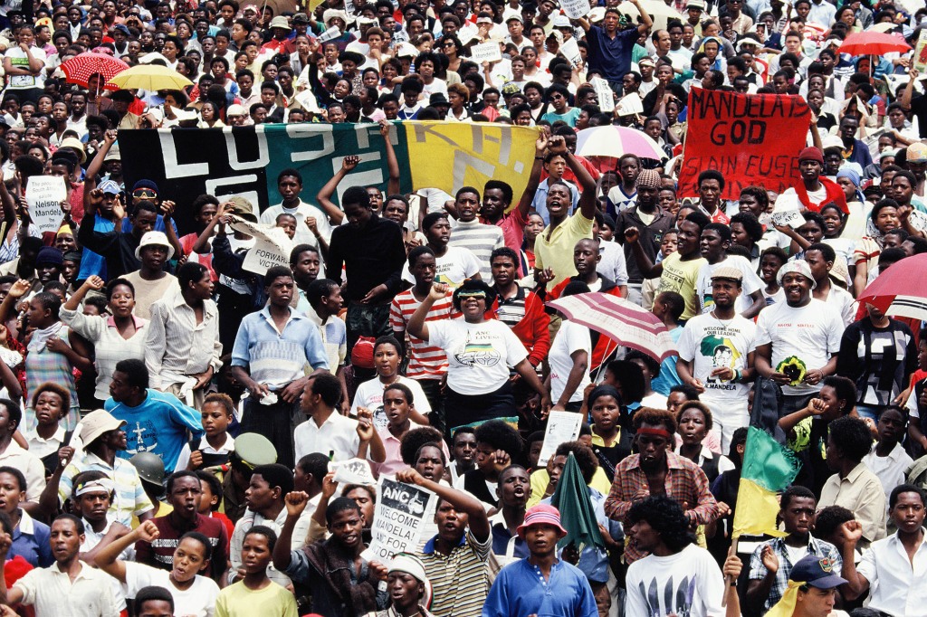 Jubilant inhabitants of Soweto