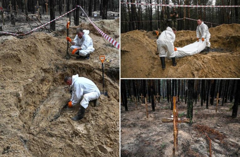 Hundreds found in mass grave after Russians leave Ukraine city