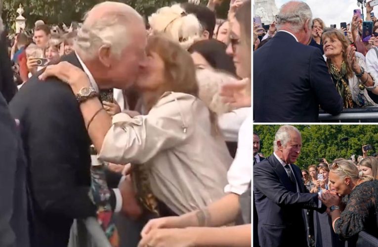 Overwhelmed fans kiss King Charles’ face, hand at Buckingham