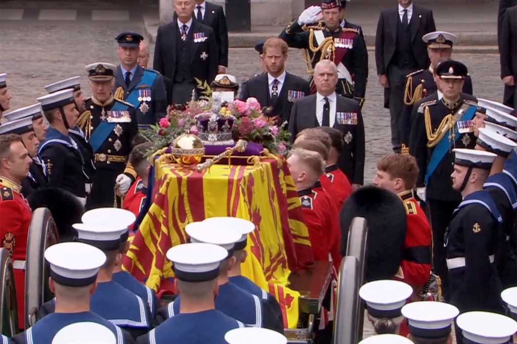 Disgraced Prince Andrew was forced to wear a morning suit rather than his military uniform Monday for his mother, Queen Elizabeth II's funeral.