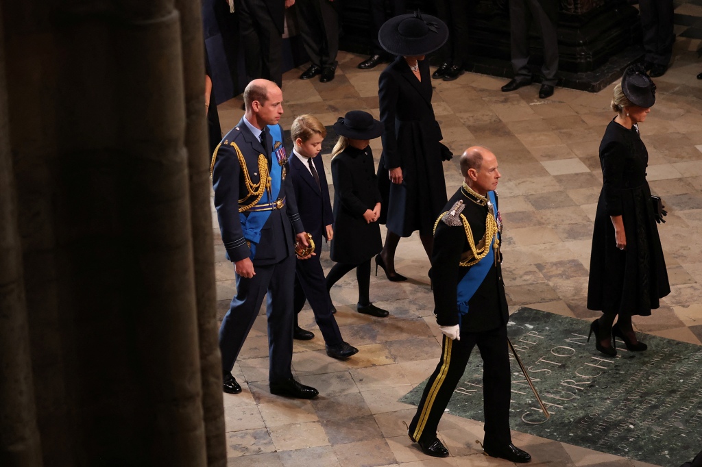 The two eldest children of the Prince and Princess of Wales, William and Kate, joined their parents walking into Westminster Abbey for the funeral. 
