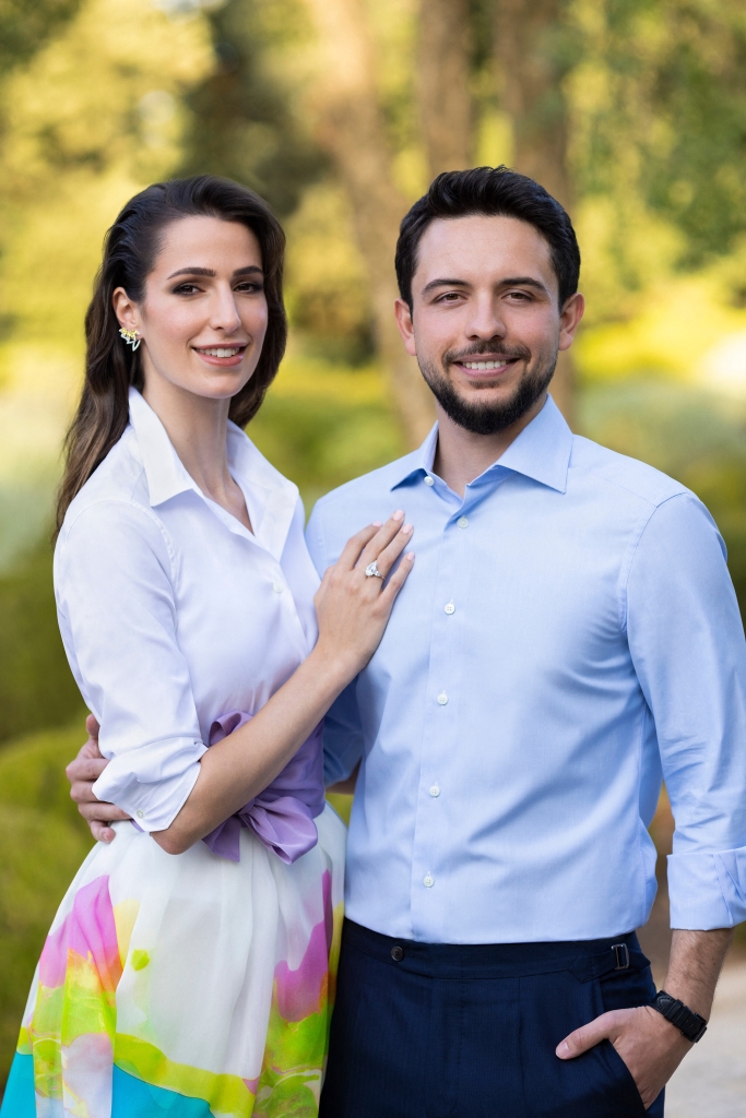 Crown Prince Hussein with his new fiancée, Rajwa Al Saif. The couple will one day become King and Queen of Jordan.