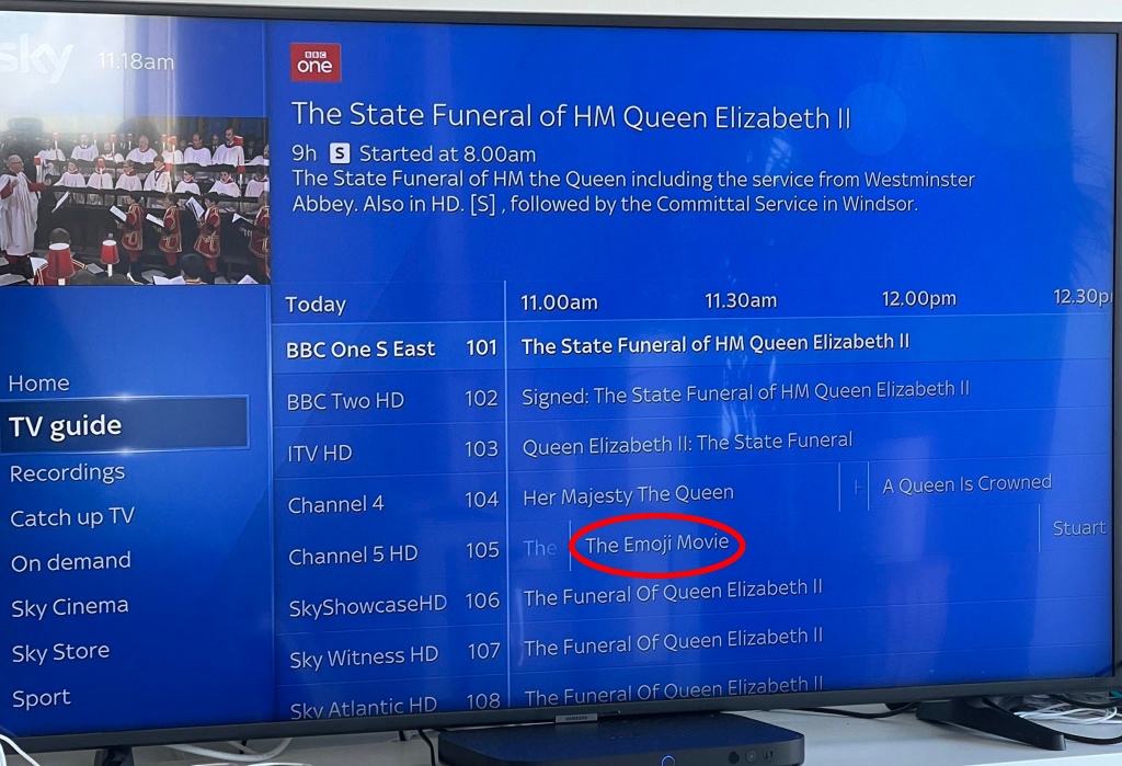 Channel 5 was the only UK news service not to broadcast The Queen's funeral.