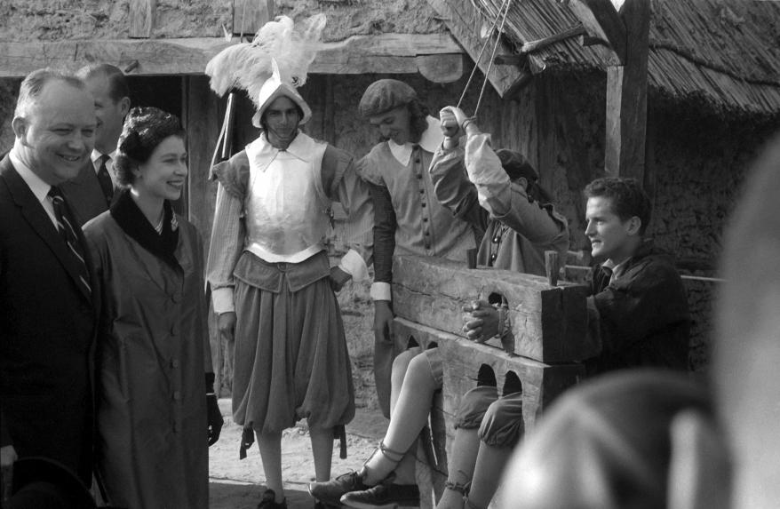 Also on the 1957 United States trip, Queen Elizabeth visited a replica of the original settlement at Jamestown, Va., which was founded in 1707.