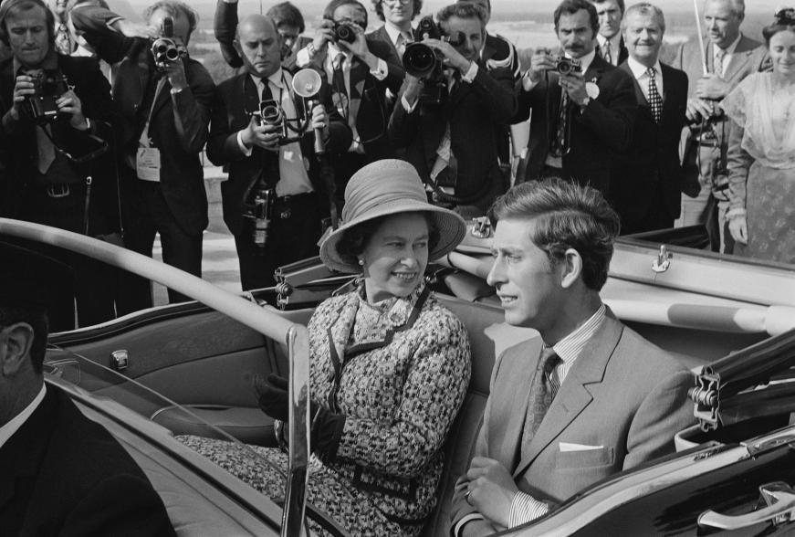 For a 1972 state visit to France, Queen Elizabeth and Charles, Prince of Wales, traveled around Avignon in a convertible.