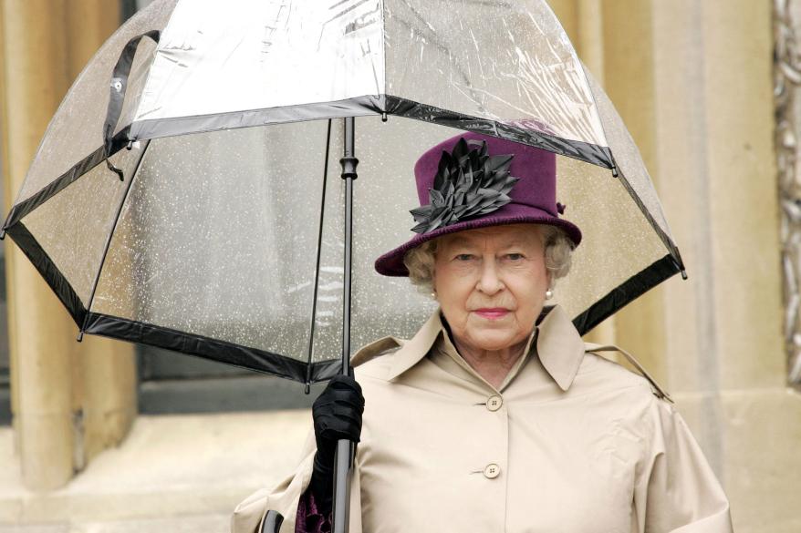When it rained, the Queen was regularly spotted holding Fulton’s iconic $26 birdcage-style clear umbrella.