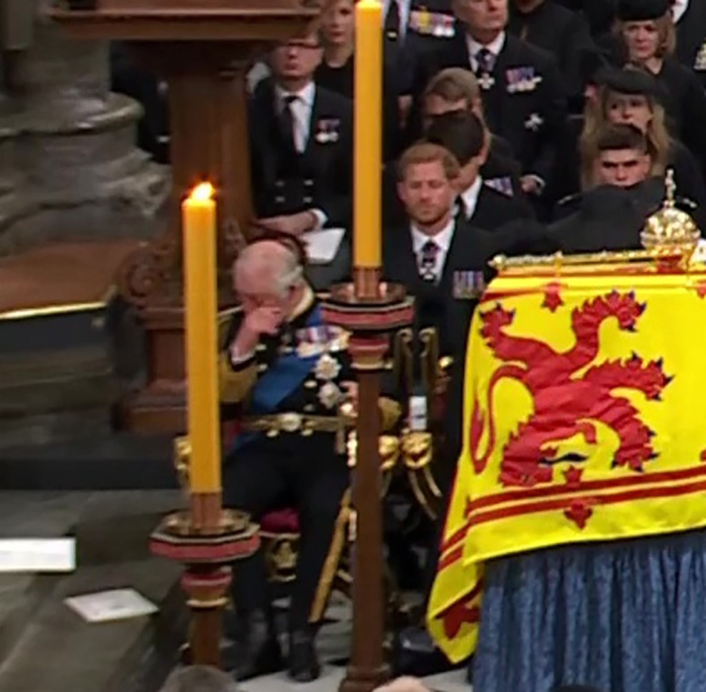King Charles III, rife with grief and newfound responsibility, fought back tears during Queen Elizabeth's funeral.