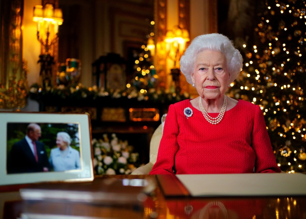 A photo from the Queen's last Christmas broadcast from Sandringham castle on December 25, 2021. 