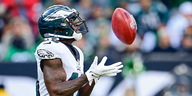 Jalen Reagor of the Philadelphia Eagles returns a kickoff against the New York Jets at MetLife Stadium in East Rutherford, N.J., on Dec. 5, 2021.