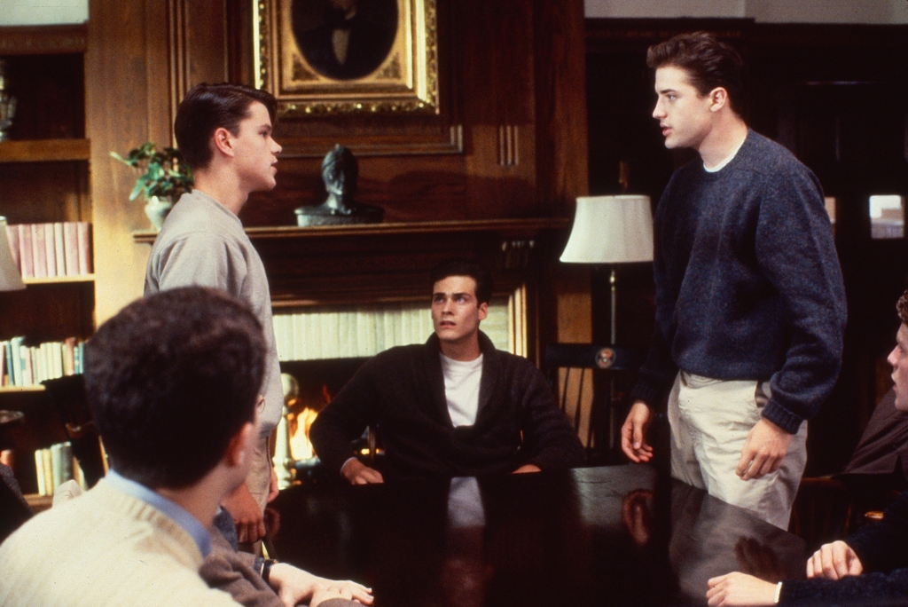 One of Fraser's (right) earliest films was 1992's "School Ties" with Matt Damon (left).