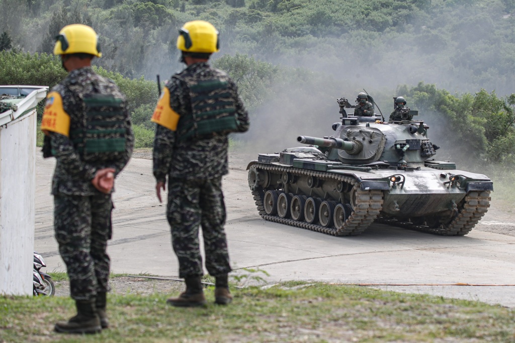 CM-11 tanks maneuver during the 2-day live-fire drill, amid intensifying threats military from China, in Pingtung county, Taiwan on Sept. 7, 2022. 