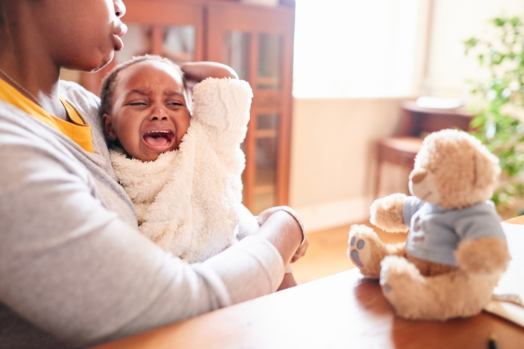 A baby crying.