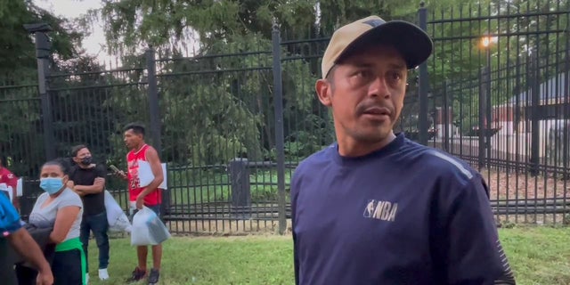 Migrants arrived from Del Rio, Texas, outside Vice President Kamala Harris' residence in Washington, D.C., Thursday.