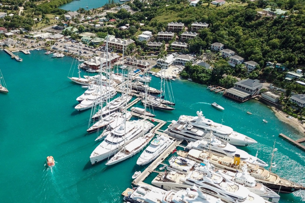 Aerial of the Antigua Yacht Club. 