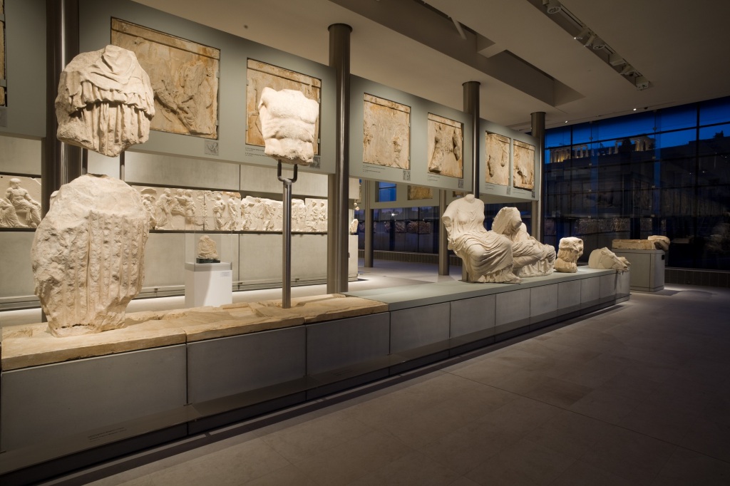 Artifacts inside the Acropolis Museum.