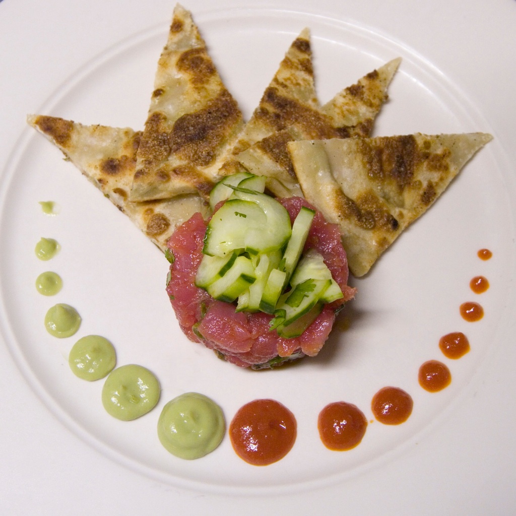 A plate of tuna tartare.