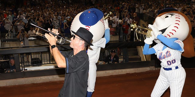 Timmy Trumpet is seen prior to the game between the Los Angeles Dodgers and the New York Mets at Citi Field in New York on Aug. 31, 2022.