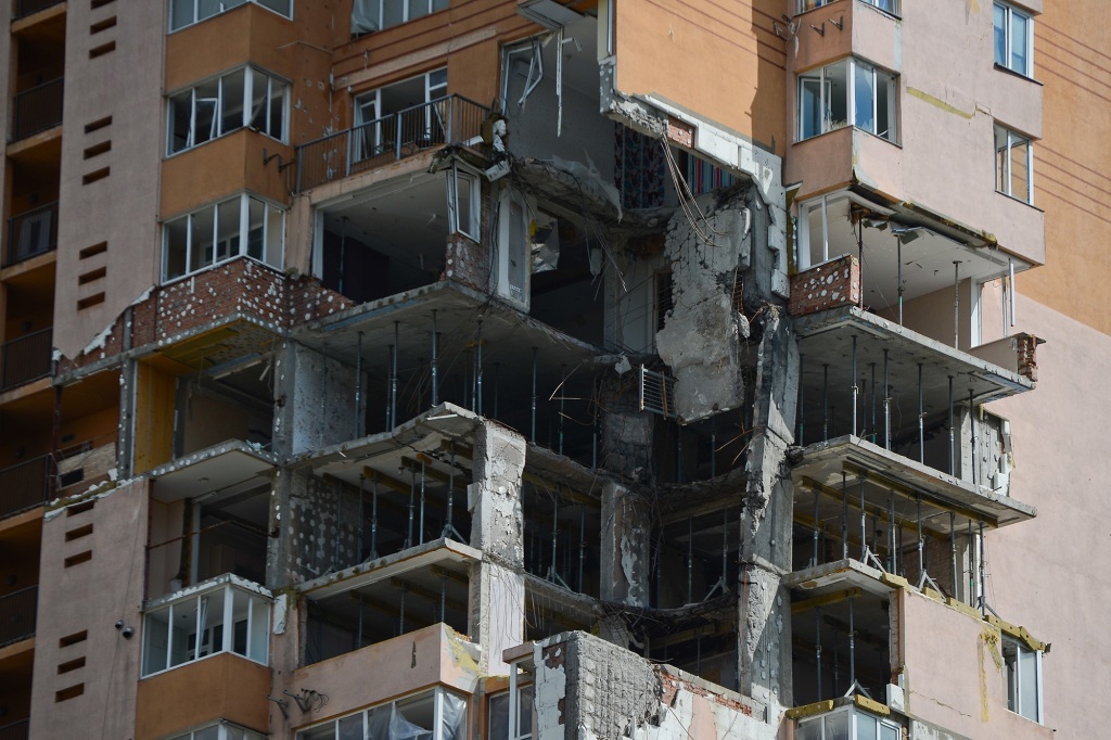 Damaged building.