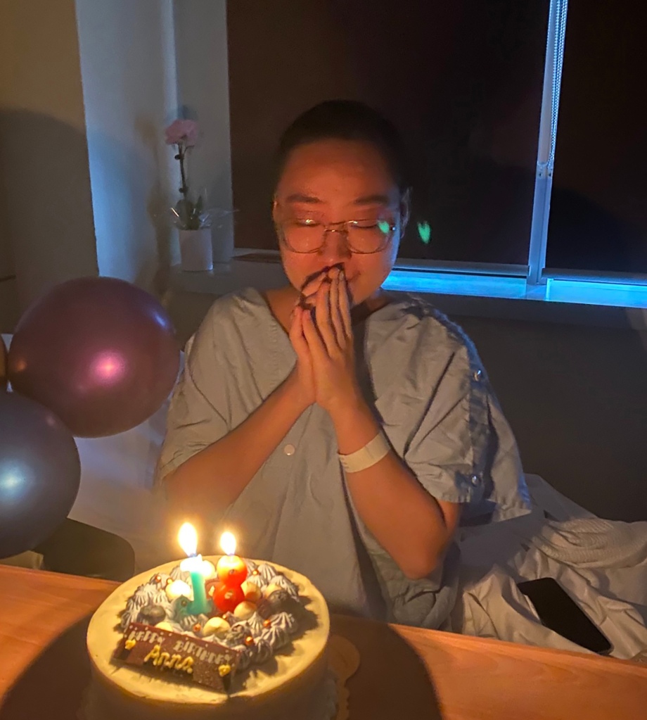 Yu during her recent birthday, before she slipped into a coma.
