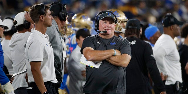 UCLA Bruins head coach Chip Kelly gets a 40-32 win over the Washington Huskies at the Rose Bowl Sept. 30, 2022, in Pasadena, Calif.