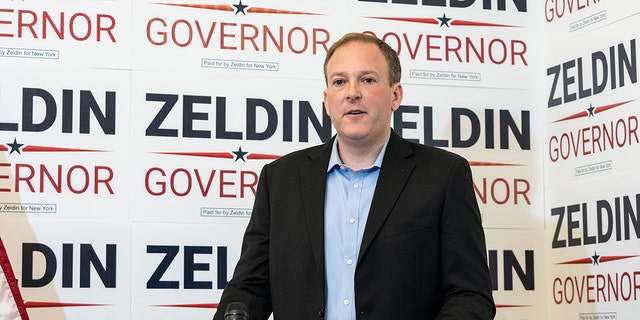 Republican and Conservative Parties nominee for Governor Lee Zeldin press conference on the issue of debates at Zeldin NYC campaign headquarters. 