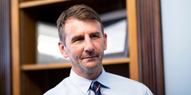 Rep. Frank Mrvan speaks with Roll Call in his office in the Longworth House Office Building on July 26, 2021.