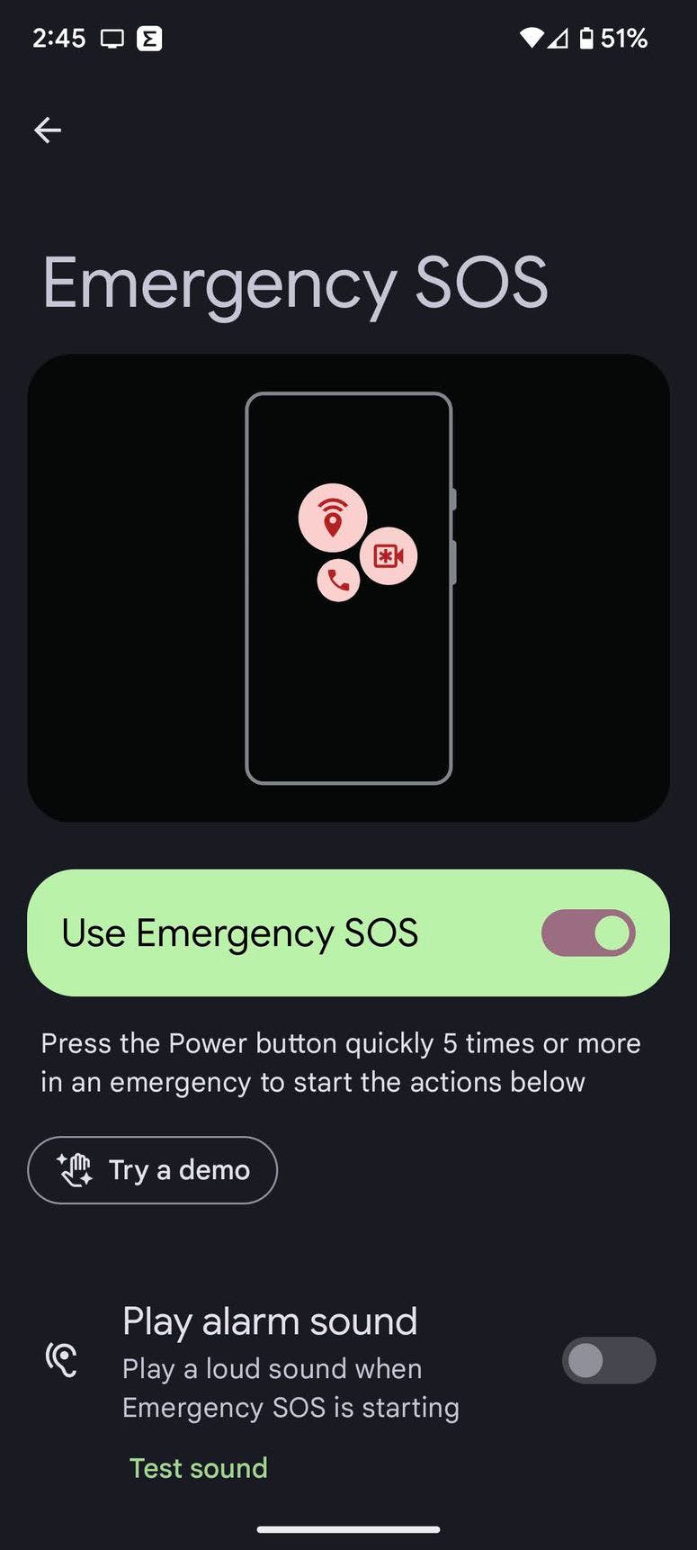 Emergency SOS screen