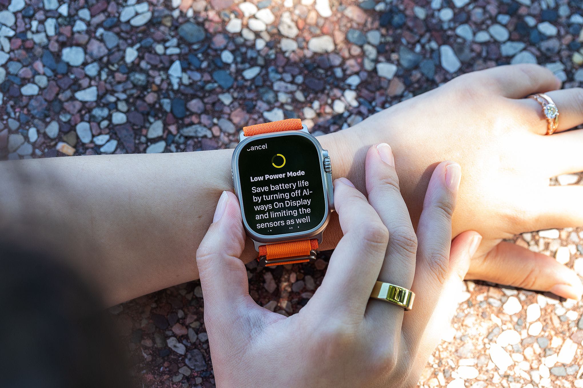 Low-power mode screen on the Apple Watch Ultra