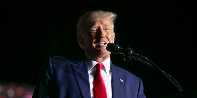 Former President Trump speaks at a Save America Rally at the Aero Center Wilmington on Sept. 23, 2022, in Wilmington, North Carolina.