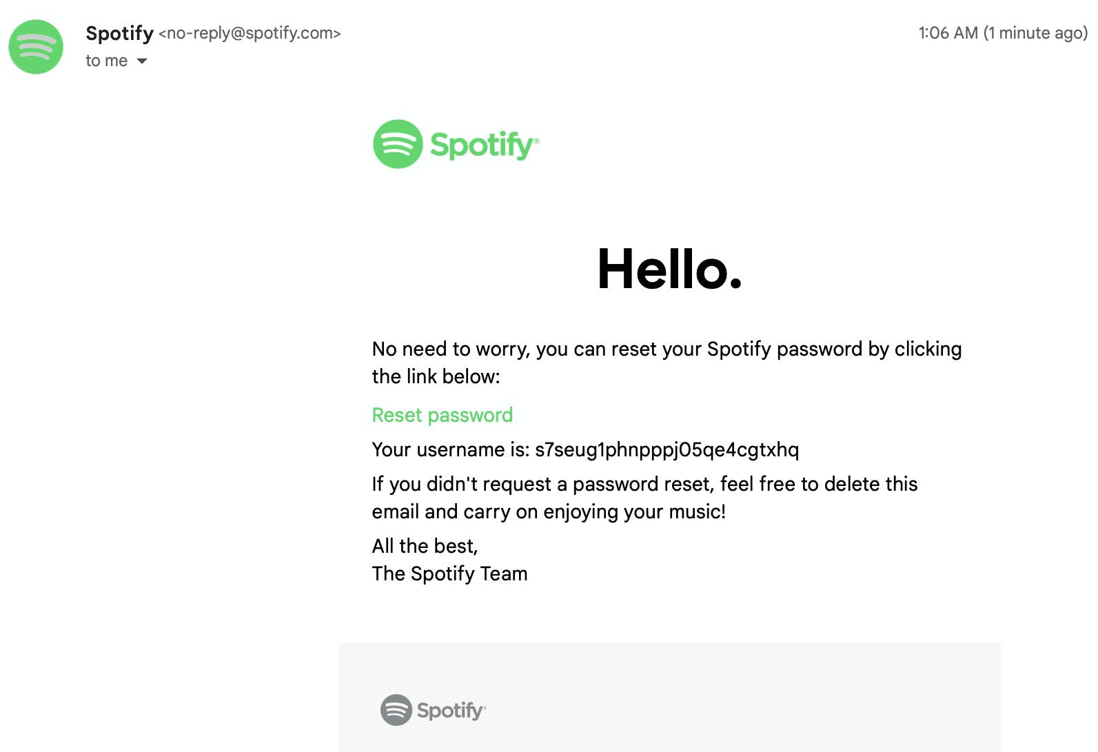 Spotify’s password reset page