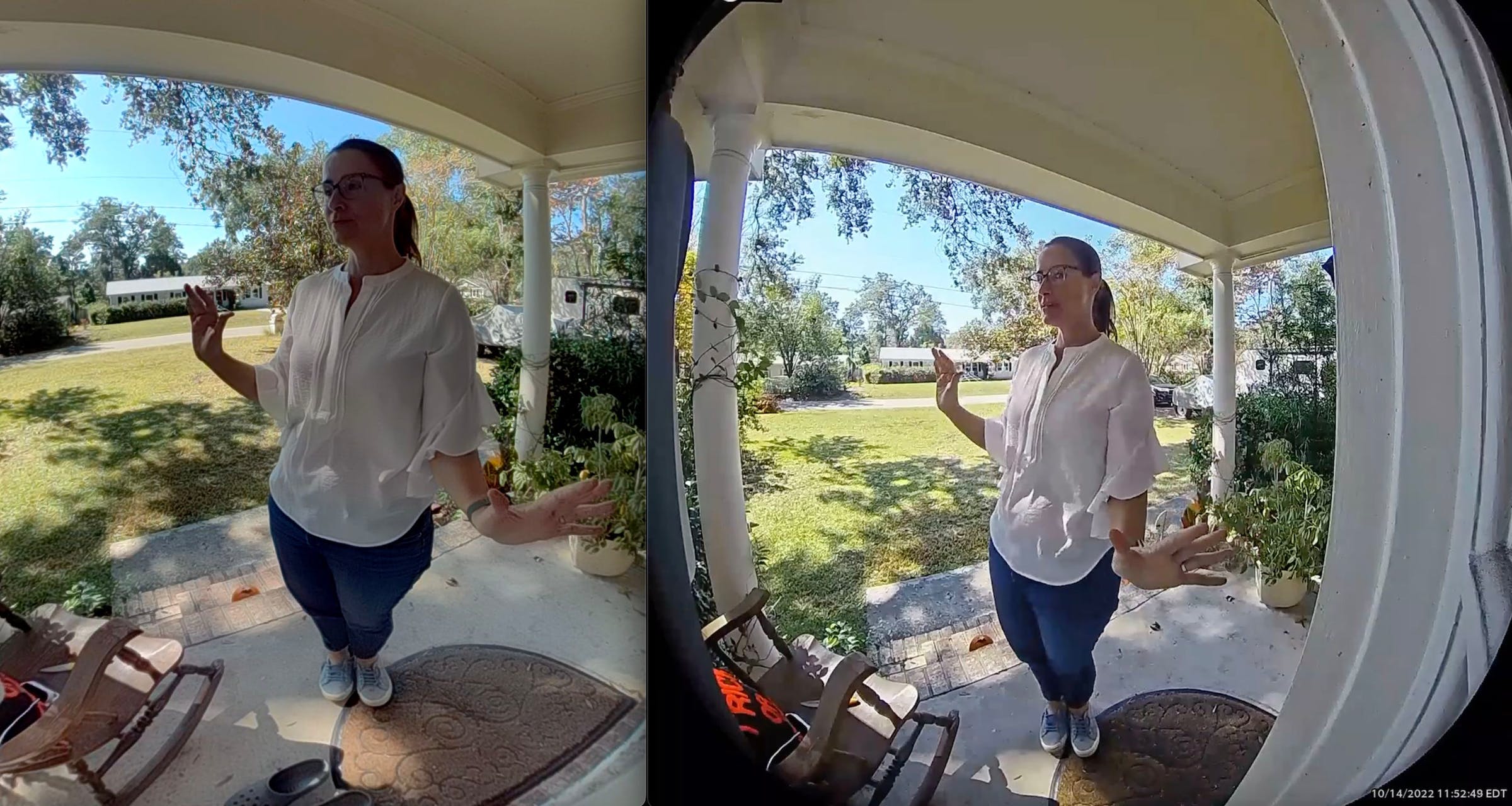 Screenshots from two doorbell cameras