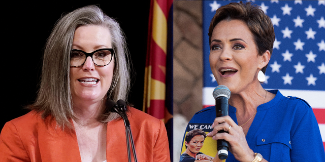 Arizona gubernatorial candidates Katie Hobbs, left, and Kari Lake, right, stump ahead of their showdown in November. 