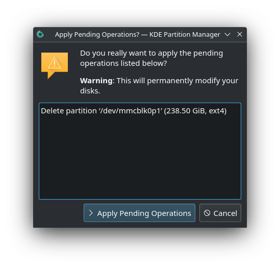 A screenshot from the KDE Partition Manager