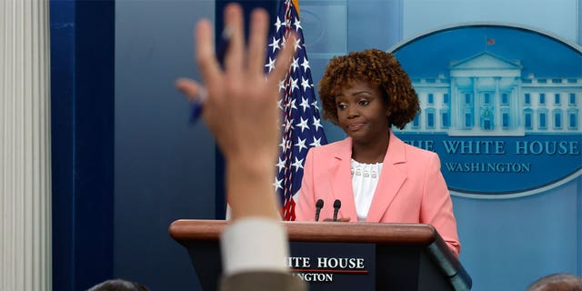 White House Press Secretary Karine Jean-Pierre talks to reporters during the daily news conference in the Brady Press Briefing Room at the White House on September 28, 2022, in Washington, DC. Jean-Pierre was repeatedly asked about why President Joe Biden was looking for the late Congresswoman Jackie Walorski (R-IN), who was killed in a car accident on August 03, during an event earlier in the day. 