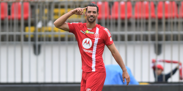 Monza's Pablo Mari' celebrates after scoring his side's second goal during the Italian Serie A soccer match between Monza and Spezia, at the U-Power Stadium in Monza, Italy, Sunday, Oct. 9, 2022. (Claudio Grassi/LaPresse via AP)