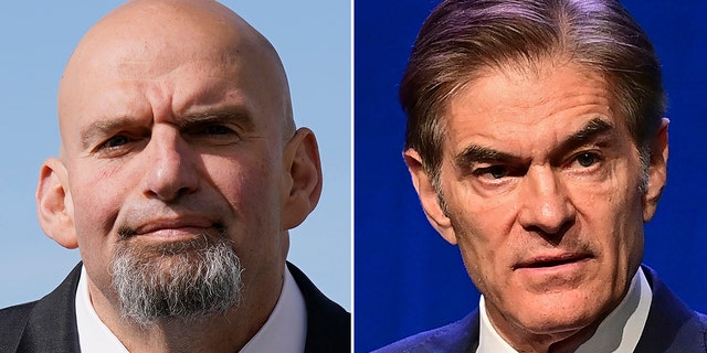 This combination of file photos shows Democratic Senate candidate Pennsylvania Lt. Gov. John Fetterman, left, and Republican Senate candidate Dr. Mehmet Oz. The pair had their one and only debate Tuesday.